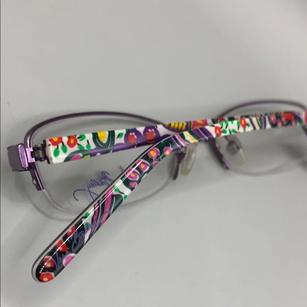 Vera Bradley Petite Glasses Susie Viva La Vera Purple Floral 48-16-130 NEW Oval